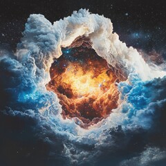 Poster - Cosmic explosion event in space stunning digital art vibrant colors ethereal environment wide-angle view