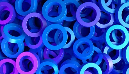 Poster - Abstract Blue and Purple Rings: A 3D Render of Interlocking Circles