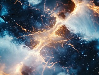 Poster - Cosmic explosion of light and energy outer space digital artwork nebula environment abstract viewpoint