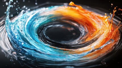 Poster - Dynamic water swirl action studio photographic art dark environment close-up view abstract concept