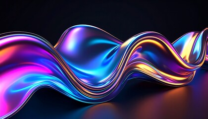 Poster - Abstract Neon Wave: A Symphony of Color and Light