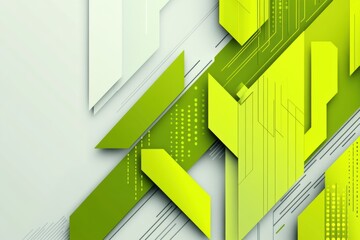 Poster - Futuristic abstract design featuring green arrows and digital patterns