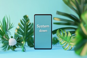 Poster - Graphic layouts for advertising on the topic of system downtime in vibrant tropical settings