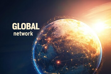 Poster - This graphic illustrates a globe illuminated by network connections