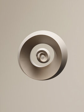 3d rendered illustration of a spiral forming a creative design element on a neutral beige background
