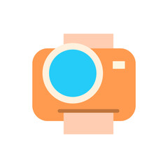 Poster - Orange Camera with Blue Lens Digital Capture Illustration on Transparent Backdrop