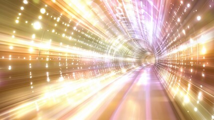 Poster - Futuristic data tunnel with shimmering lights and vibrant colors illusion