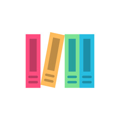 Poster - Colorful stacked books illustration against a transparent background for educational concepts