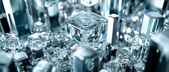 Aufkleber - Sublime clarity: An array of exquisitely faceted crystal formations gleaming