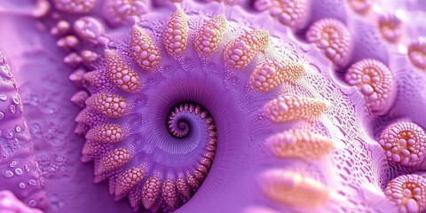 Fototapete - Abstract fractal spiral with dotted spherical elements in lavender tones