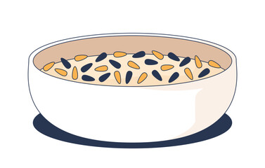 Poster - sesame seeds topping bowl 2d cartoon object. oriental seasoning. nutrition source. condiment ingredi