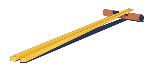 Poster - pair of bamboo chopsticks on rest 2d cartoon object. hashi. asian utensil. eating tool. japanese cut