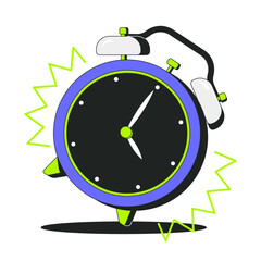 Poster - Ringing alarm clock 2D onboarding ui illustration. Time management. Urgency, reminder, scheduling. Hurry alarmclock. Wake up cartoon concept isolated on white. Flat abstract vector metaphor
