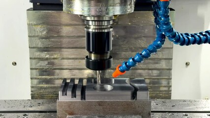 Wall Mural - cnc lathe milling machine cutting featuring high precision the metal part , the hi-technology parts 