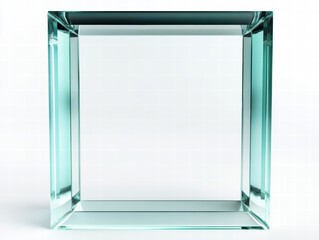 Poster - glass cube: a striking translucent glass cube, its edges gleaming with precision, poised in a clean,