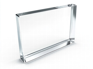Poster - clear acrylic block: a minimalist rectangular block of clear acrylic, its transparency highlighted a