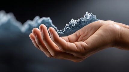 Aufkleber - Dynamic Data Visualization Hand Holding Abstract Graphs in a High-Tech Environment Capturing Conceptual Insights