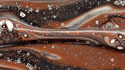 Poster - Whimsical Flow Abstract Artwork Featuring Brown, Black, and White Swirls