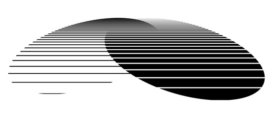 Aufkleber - Transition in two circles with parallel lines. Abstract art geometric background for logo, icon, design element. Perspective view.