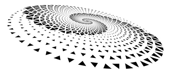 Aufkleber - Abstract background with triangles in circle. Art design spiral as logo or icon. A black figure on a white background. Perspective view.