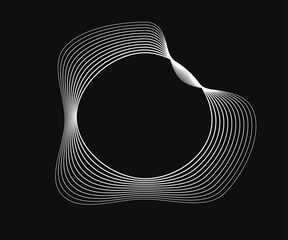 Poster - Round curved frame with dynamic wavy stripes