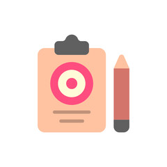 Poster - Simple flat illustration: Clipboard with a target and pencil on transparent