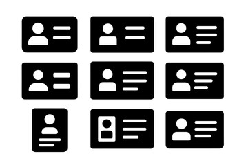 Poster - Multiple vector illustrations of identification cards and profiles displayed in a grid format for design and business use