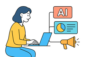  - Working on artificial intelligence analysis while visualizing data and insights through a digital platform in a clean, modern setting