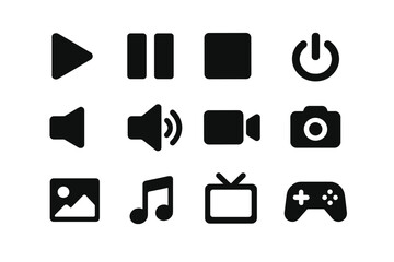 Poster - Vector illustration of multimedia control icons for digital content management and playback options