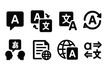 Aufkleber - Exploration of language translation concepts through vector illustrations showcasing communication and document exchange