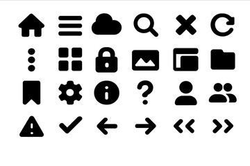 Fototapete - Collection of black vector icons representing digital technology and user interface elements for web design