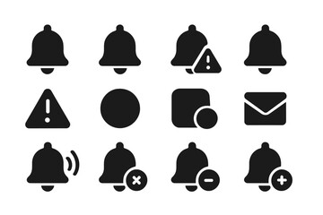 Poster - Bell icons for notifications, alerts, and messages arranged in a grid format