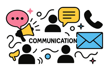 Aufkleber - This vector illustration presents a dynamic representation of communication among people