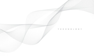 Poster - Abstract grey technology futuristic line wave curve motion on white design modern creative background vector