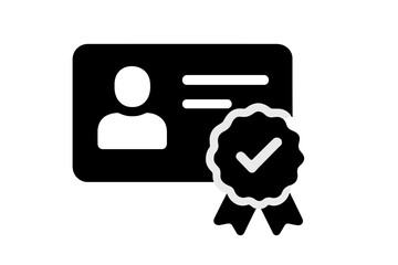 Poster - Vector illustration of an identification card accompanied by a badge symbolizing verification and approval