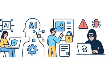 Poster - Exploration of artificial intelligence with security concerns and digital interactions in a modern workspace