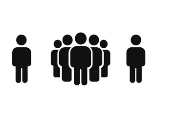 Poster - vector illustration depicting group dynamics with individuals in various formations showcasing socia