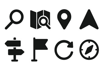 Poster - Navigation tools and icons for modern travelers exploring unknown destinations and enhancing their journeys through graphic representation