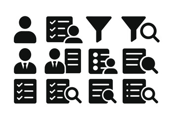 Aufkleber - Vector illustration showcasing various icons related to business analytics and data management in a clean, modern design
