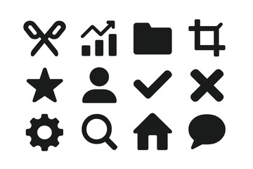 Fototapete - Vector illustration featuring a collection of various icons in a minimalistic style for design and digital applications