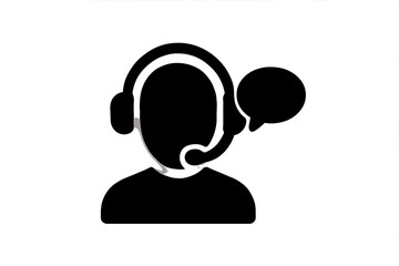 Poster - Vector illustration of a customer service agent wearing headphones and speaking with a client in a support environment