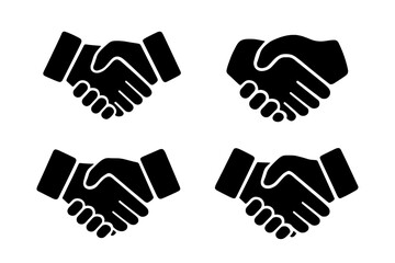 Poster - Vector illustration of four diverse handshake designs symbolizing partnership and cooperation
