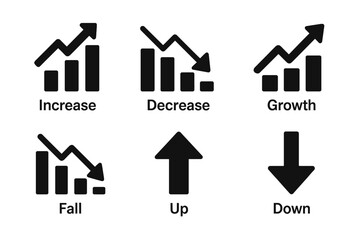 Aufkleber - Diverse vector illustrations showcasing increases and decreases in data trends and growth metrics