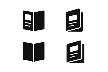 Poster - Simple vector illustrations of books and brochures in a minimalist style showcasing various angles and designs
