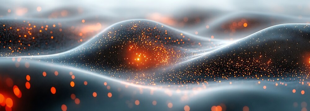 Abstract Glowing Particle Waves Dynamic Digital Art