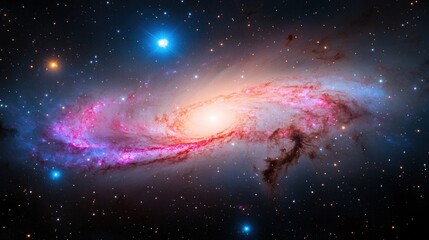 Wall Mural - Spectacular spiral galaxy displaying twinkling stars amidst the vast expanse of outer space and astronomical phenomenon