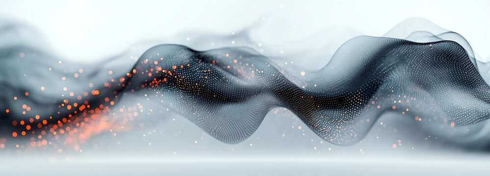 Abstract Dark Wave with Glimmering Embers A Digital Art Piece