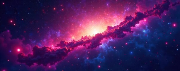 Vibrant nebula, stars burst across glowing sky, celestial body, space, constellation