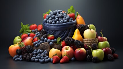Poster - Contemporary fruit themed background image featuring matte color palette for stylish decor