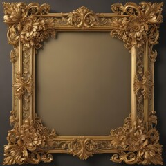 Wall Mural - Intricate gold scroll frame with floral details, vintage style , embellishment, acanthus